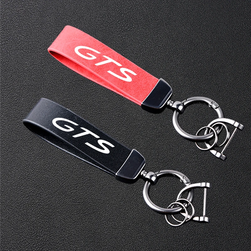 Porte-clés en cuir de voiture de haute qualité, accessoires en métal pour Porsche GTS Cayenne Cayman Panamera Macan 911 718 928 901