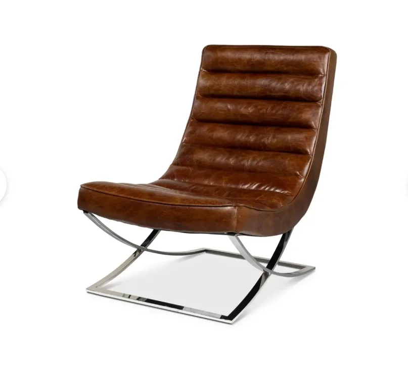 

Steel Frame Luxury Industrial Leather Chair with Powder Coating - Durable Foam Filled Living Room Sofa Chair