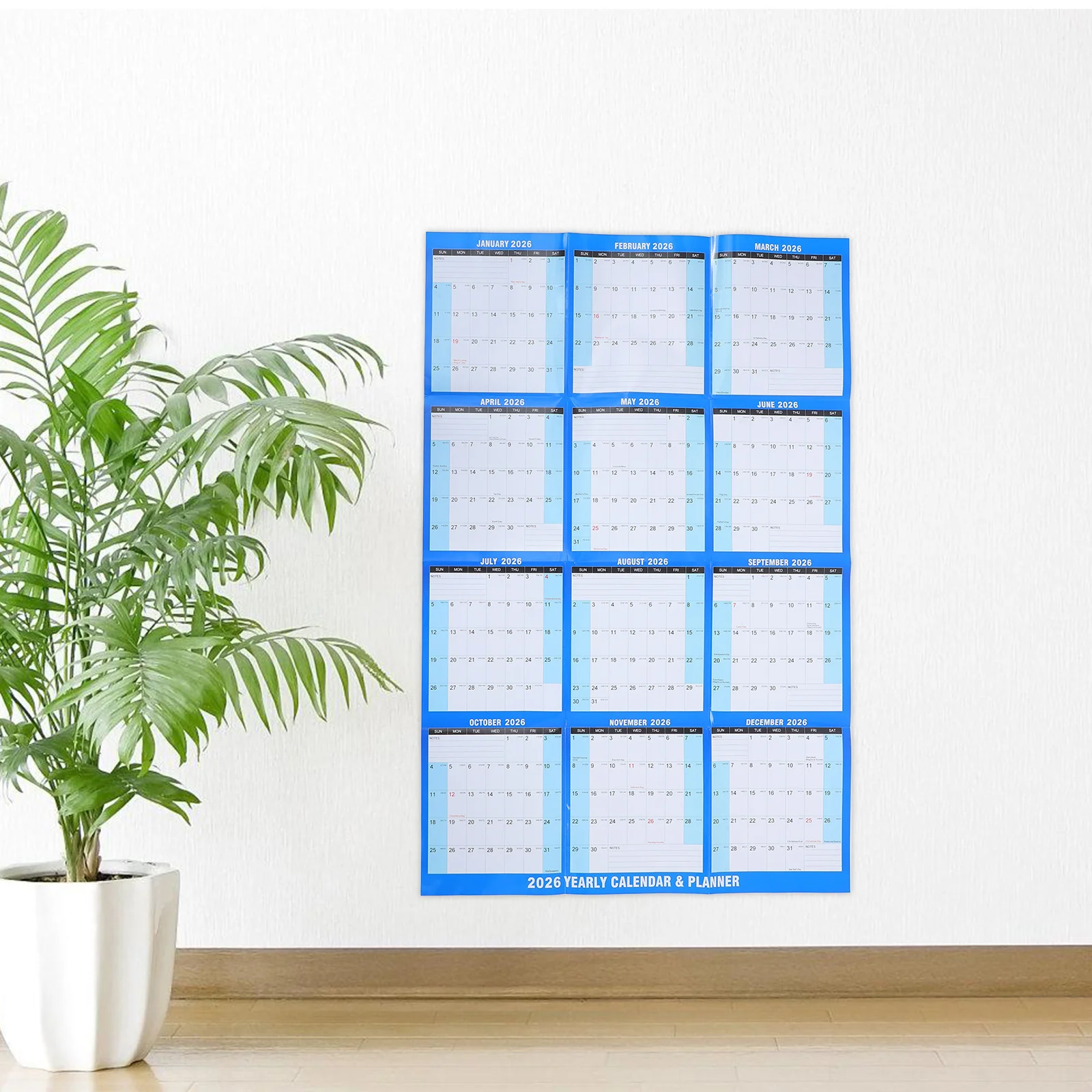 10 قطعة 2026 تقويم الحائط 12 شهر ورقة عمودية معلقة التقويم للمنزل مكتب المدرسة مخطط سنوي جدولة شهرية سميكة