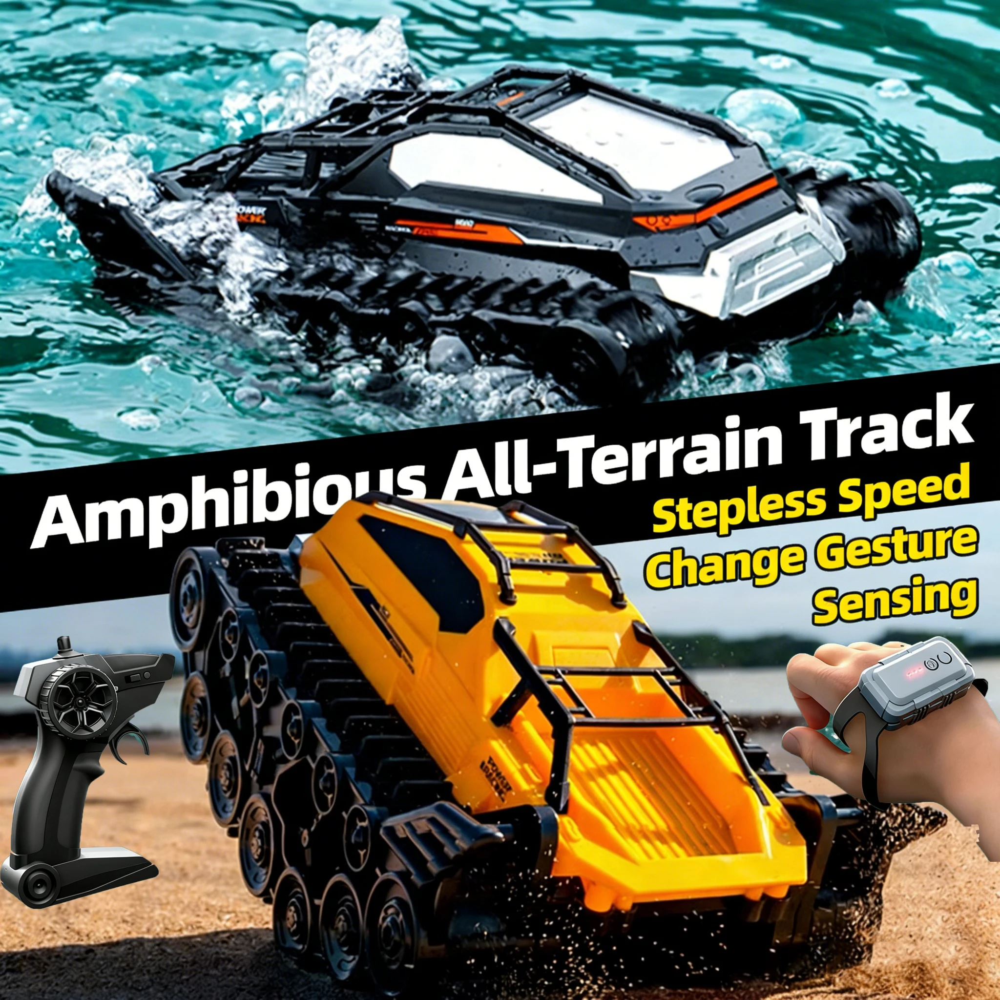 

Радиоуправляемая машина-амфибия JJRC Q183, гусеничный танк, 2.4G, 4-колесный внедорожник на пульте управления, игрушка-бронетехника для бездорожья, подарок