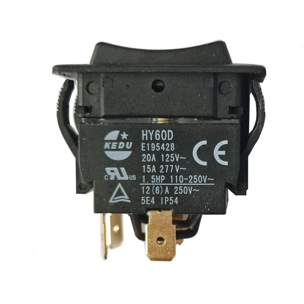 KEDU HY60D 4Pin RET-EXT 1.5HP 125V 20A Double-Pole Double-Throw Momentary Pushbutton Switches Push Button Switch