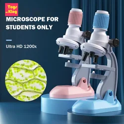 Kids Microscope Kit Bioscience Experiment Portable Optical Home School Scientific Child STEM Educational Toy Boy Birthday Gift