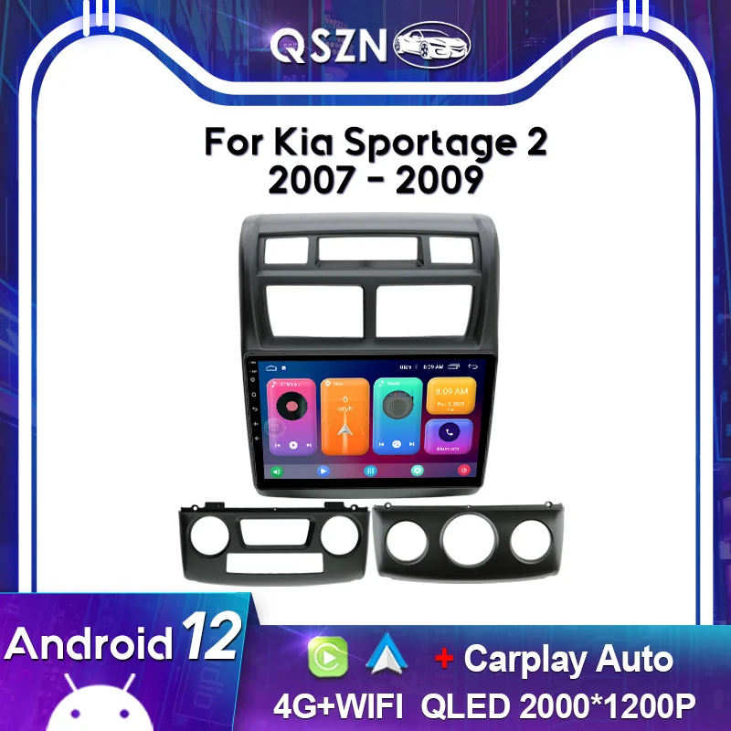 

QSZN 2K QLED для Kia Sportage 2007-2009 Автомобильный радиоприемник Carplay GPS 4G Навигация Мультимедийный видеоплеер Головное устройство Авторадио Стерео