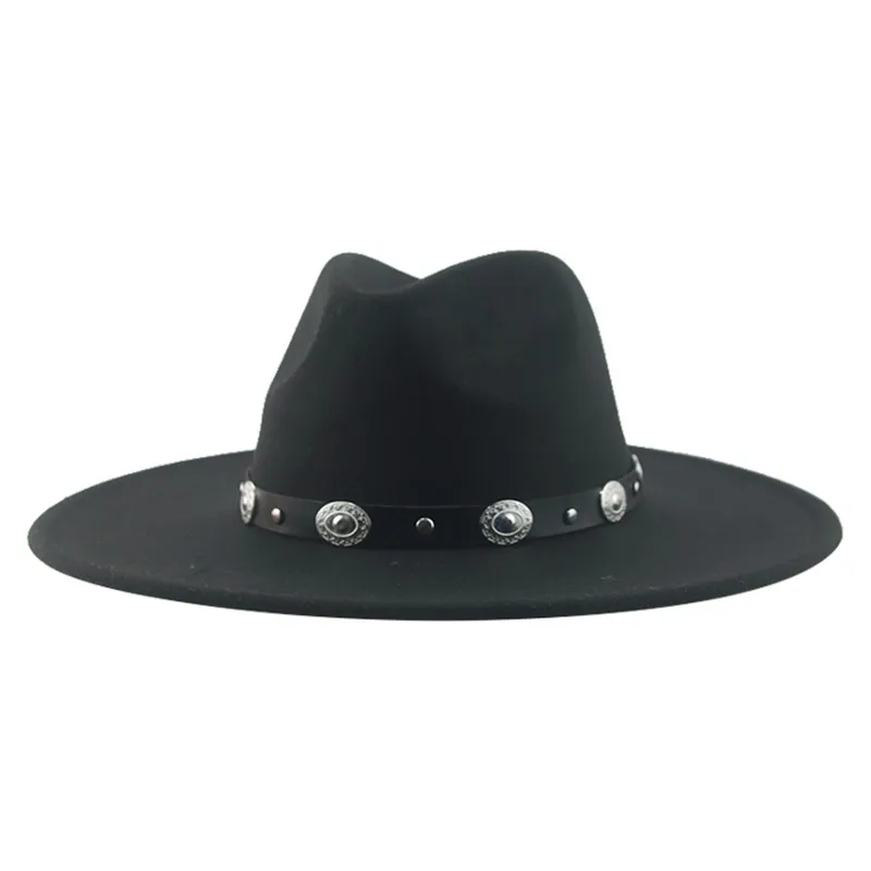 Hats Hat Fedora Hats for Women Panama Wide Brim 9.5cm Big Size Belt Casual Luxury Formal Men Caps Black Khaki Sombreros De Mujer