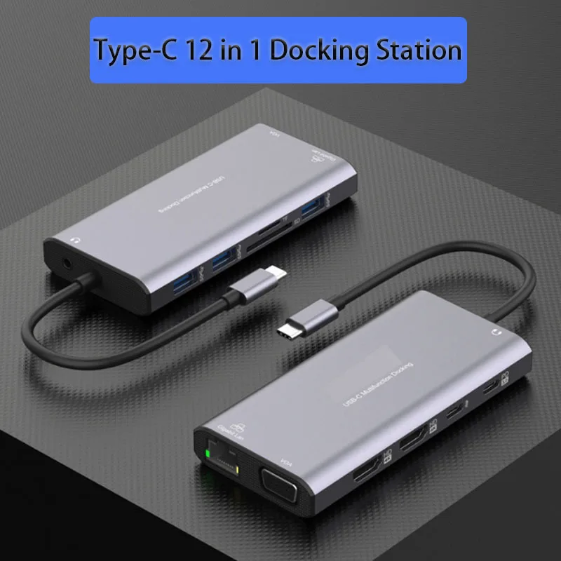 TYPE-C TO HDMI-compatible Adapter SD/TF card reading Screen Sharing USB 3.0 HUB Gigabit RJ45 port dock station usb to vga cable