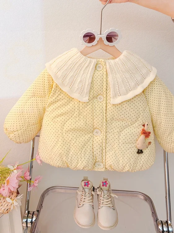 

Новая зимняя утепленная хлопковая куртка для девочек с флисовой подкладкой, модная верхняя одежда для малышей и детей младшего возраста