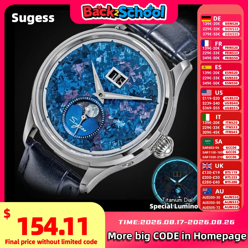 Moonphase Complication Watch - Sugess Watch of Men Moonphase ST2528