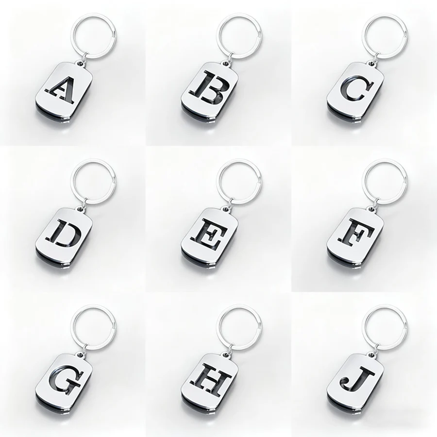 Neuer Schlüsselanhänger mit 26 Initialen und Buchstaben aus Edelstahl, Unisex, hohl, hochwertig, für Paare, Freunde, Geschenk, Schlüsselanhänger, Hiphop-Straßenzubehör