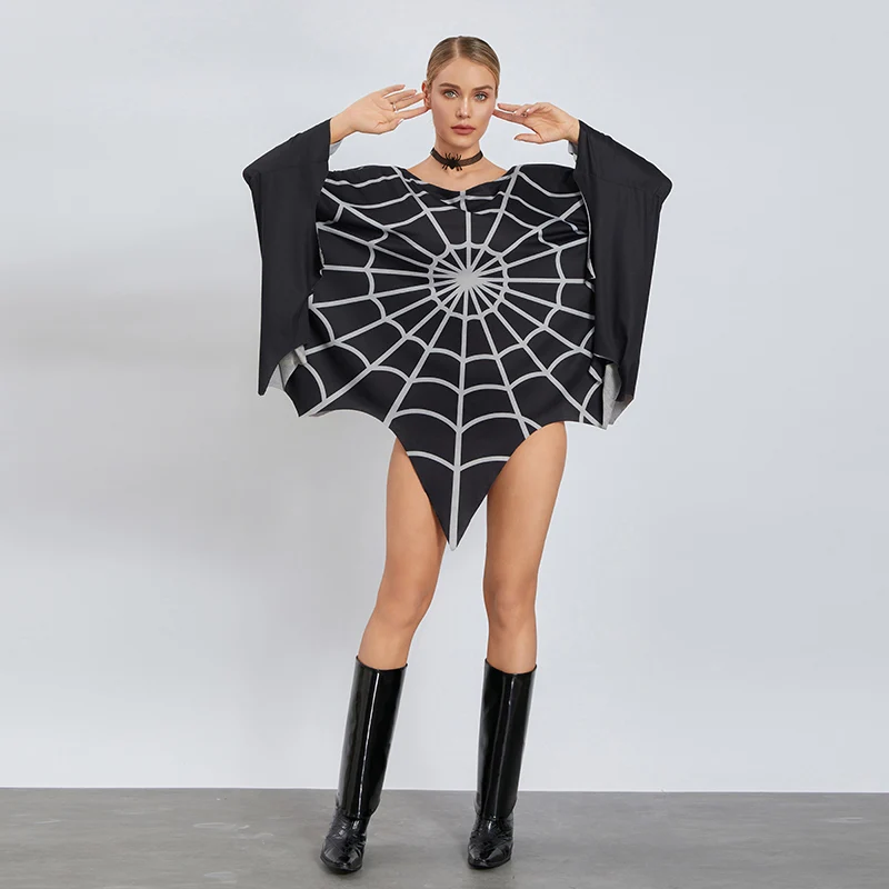 Halloween Poncho Costume for Women Deluxe Sider Web Poncho Cape Party Cosplay Outfit