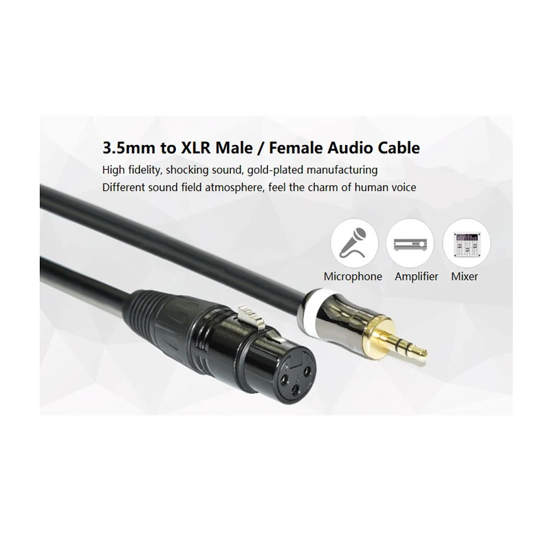 プロオーディオ 3.5mm - XLR ケーブル - 金メッキ 3 ピン メス、ミキサー/iPhone/マイク用バランス (1.5-10M) ​ ​