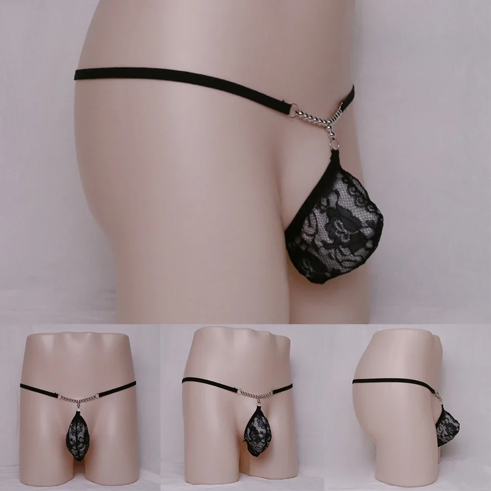 Mens sexy vedere attraverso perizoma T-back custodia in pizzo slip a vita bassa intimo T Back Micros perizoma culo esposto mutande maschili