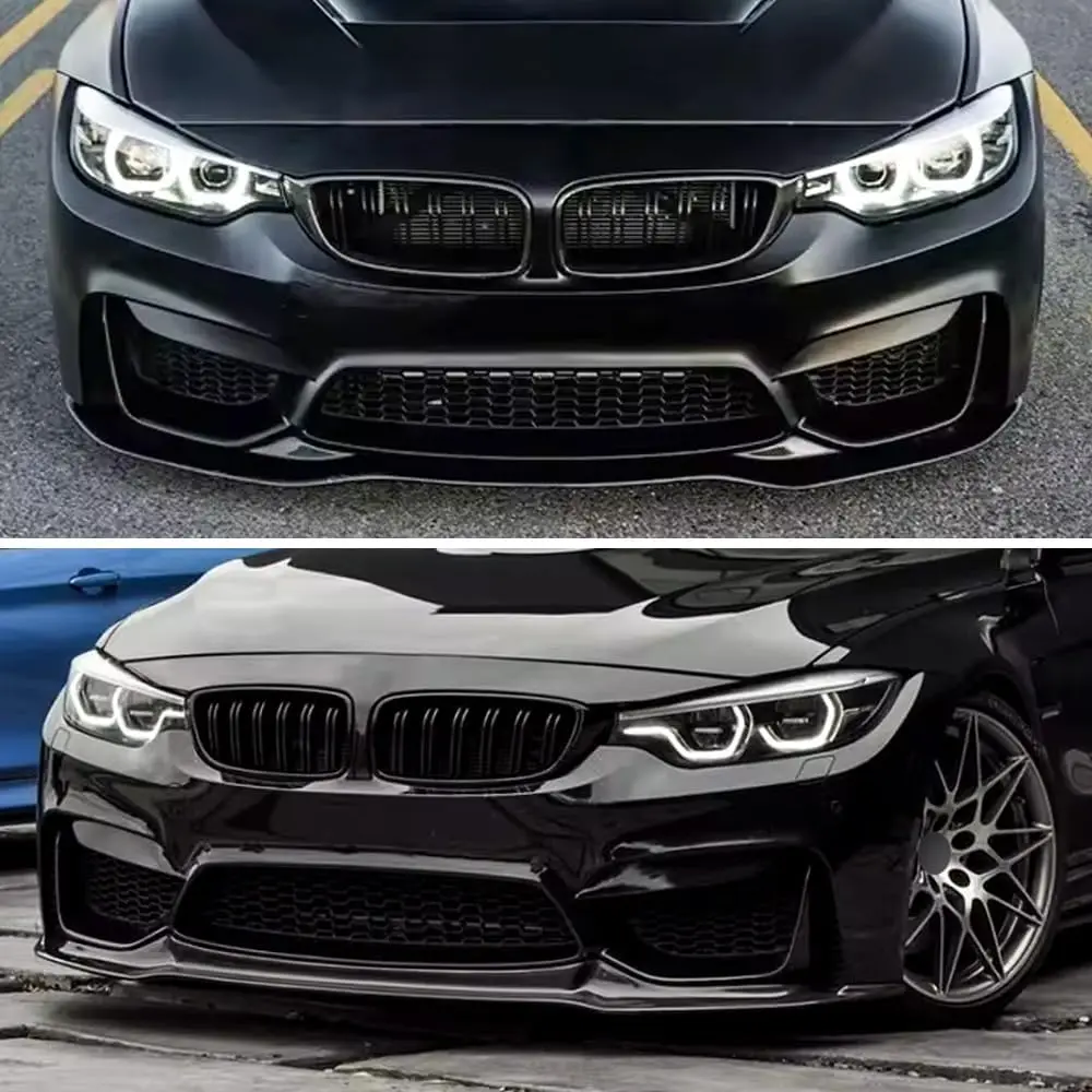CS نمط شفة مصد السيارة لسيارات BMW M3 M4 F80 F82 F83 2015-2020 سيارة الجبهة الوفير المفسد الناشر الفاصل الشفاه طقم الجسم ضبط #3