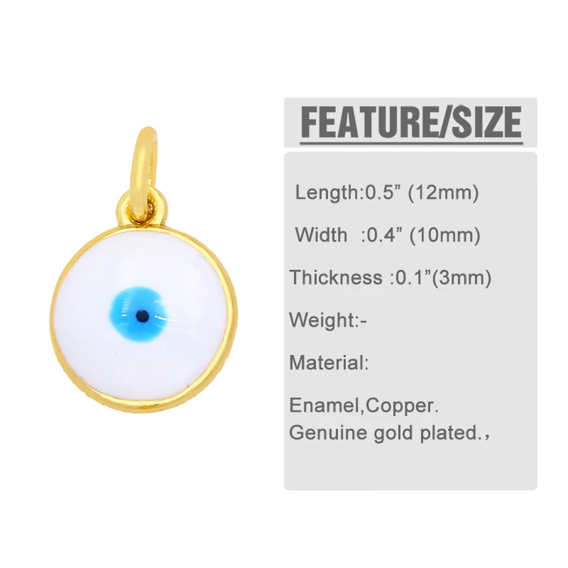 OCESRIO Brass Gold Plated Evil Eye Enamel Charms for Jewelry Making Bulk Small Charms Jewelry Making Supplies chma060