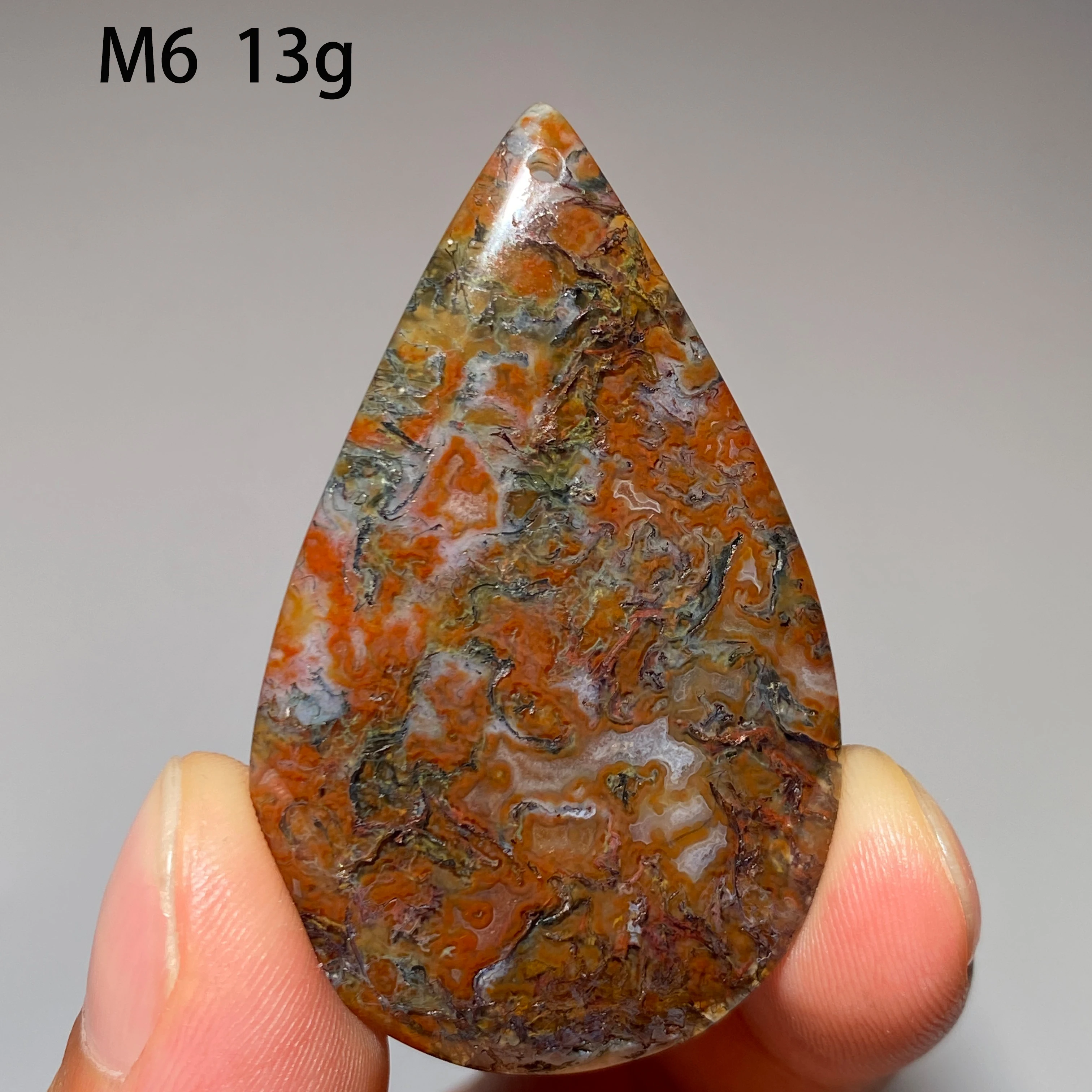 Natural Crystal Red Moss Agate, Water Drop Shape, Healing Gemstone, Reiki Energy Accessory, Polished Home Decorations, Gift，Diy - view 5