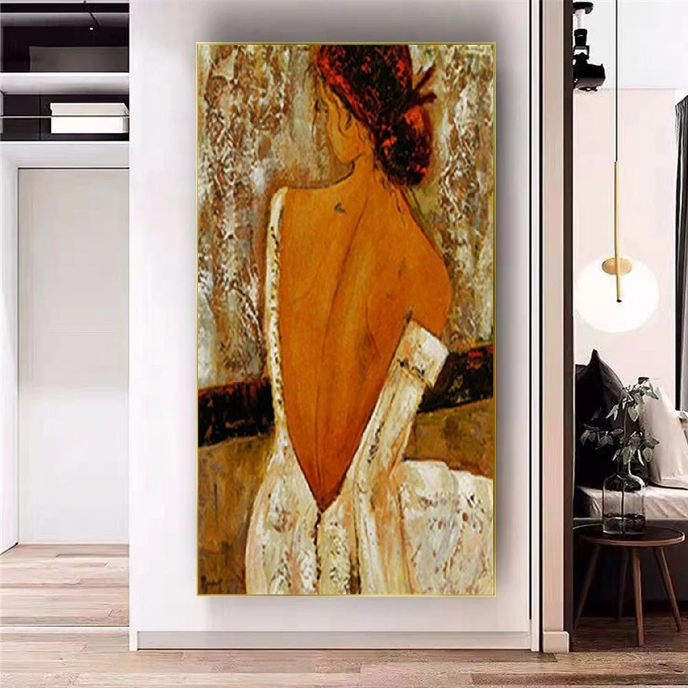 

Large Handpainted Famous Oil Painting Exhibits Pop Art Women's Nude Wall Picture Impression Canvas Poster For Living Room Decor