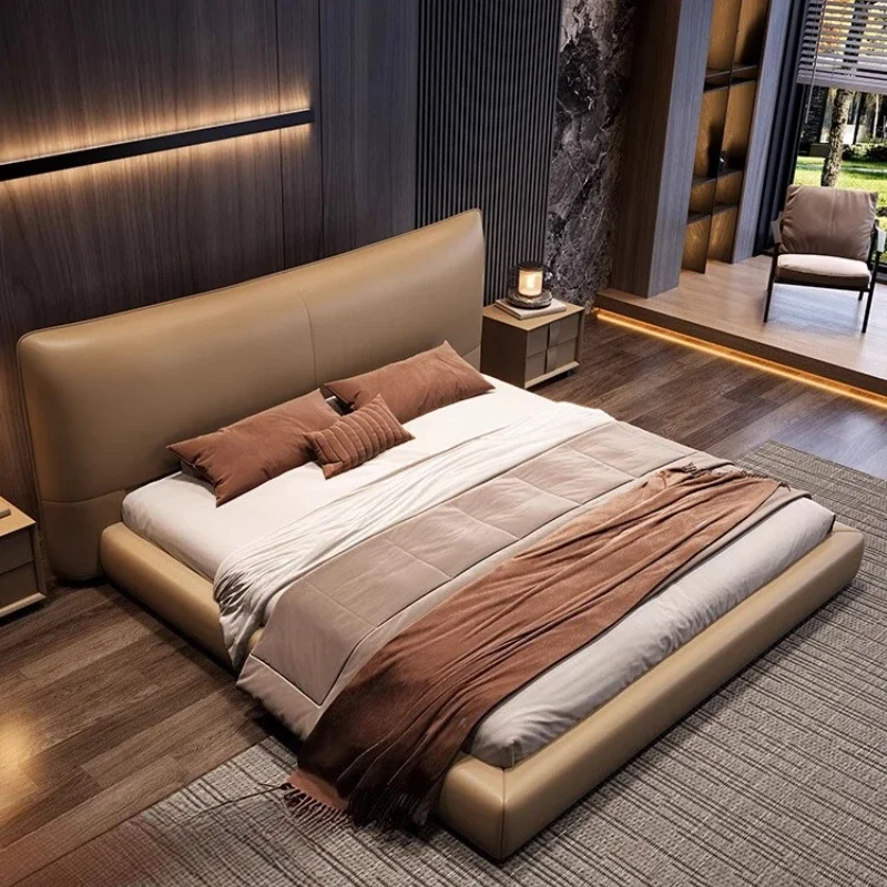 Luxury King Size Bed Europian Leather Upholstered Modern Bed Minimalist Fancy Cama De Lujo Para Dormitorio Bedroom Furniture