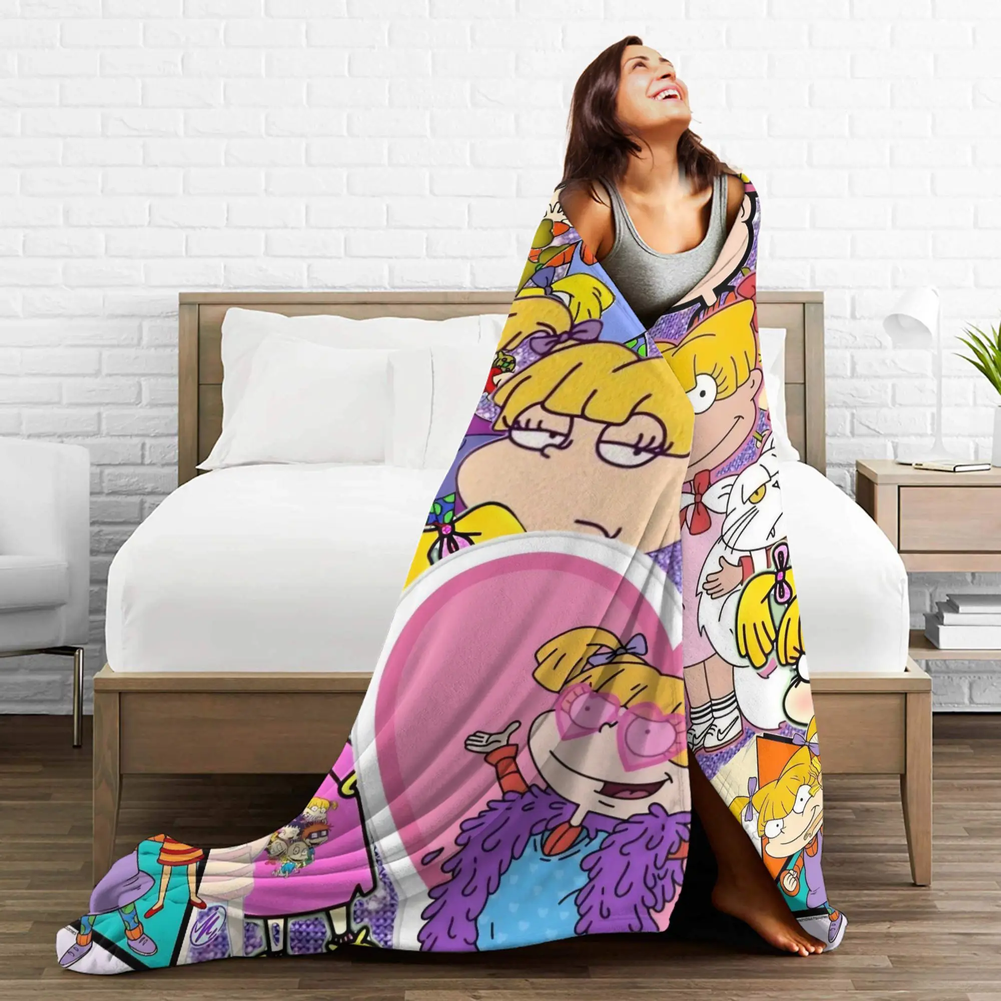 Rugrats التوائم فيل آند ليل طباعة بطانية جودة الدافئة رمي بطانية الخريف التخييم الأريكة كرسي أريكة سرير الجدة المفرش