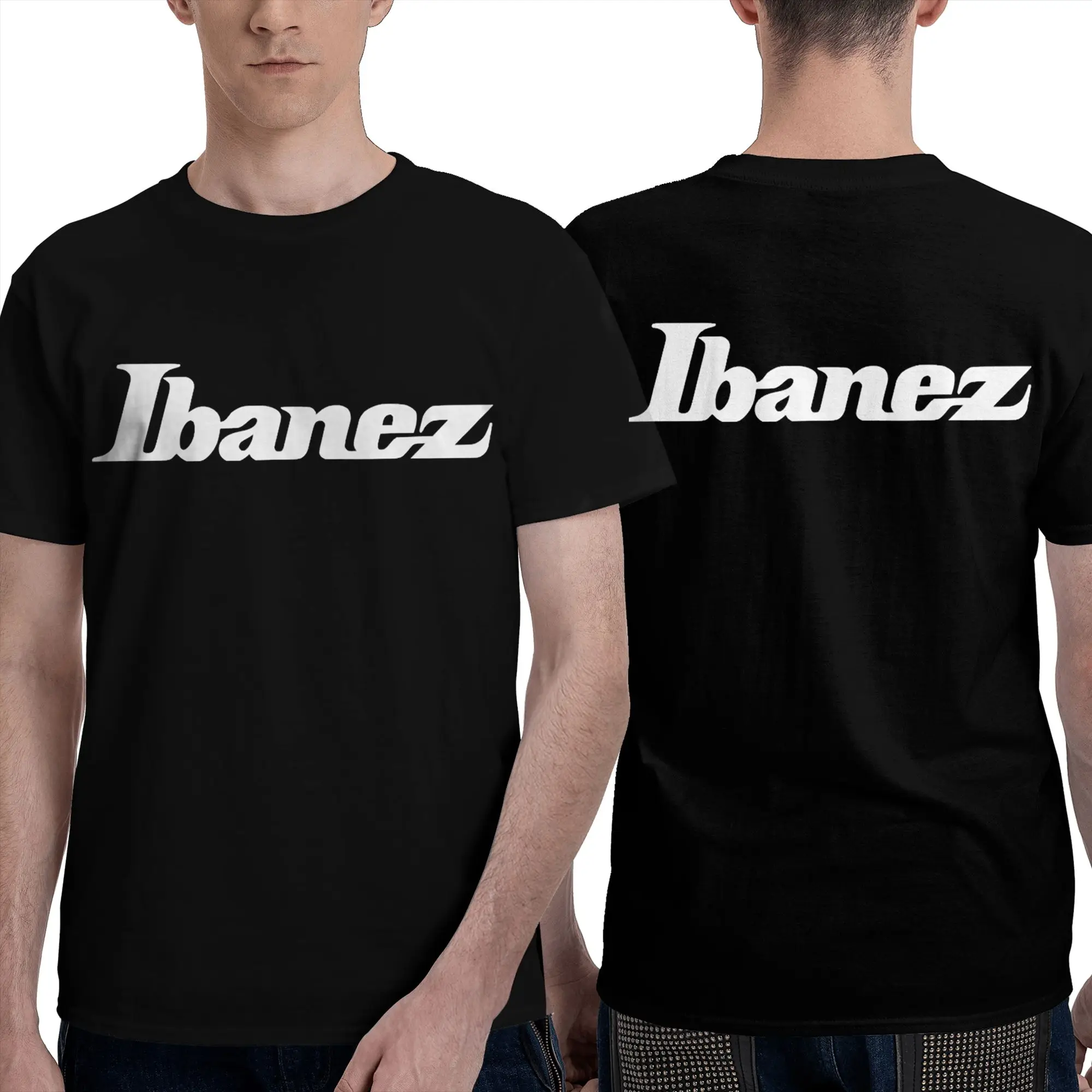 Camiseta masculina Ibanez Guitars, dupla face, plus size, gola redonda, algodão, camisetas curtas de verão masculinas