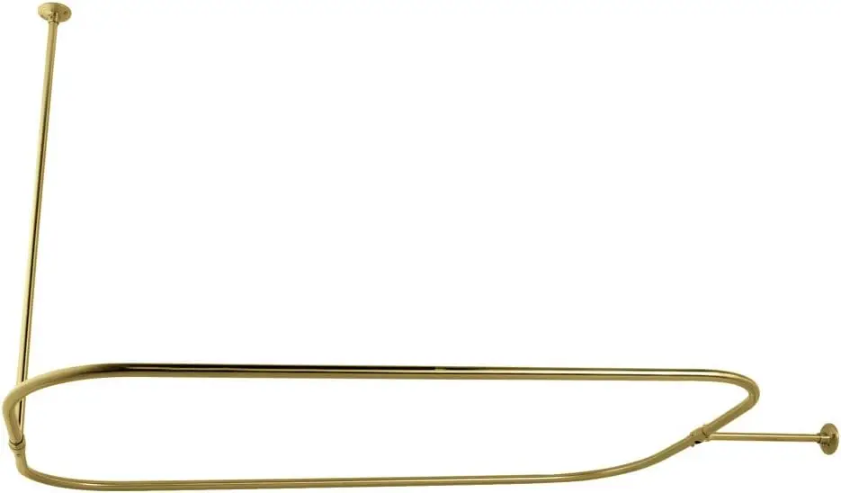 Kingston CC3157 Rectangular Shower Curtain Rod, Brushed Brass