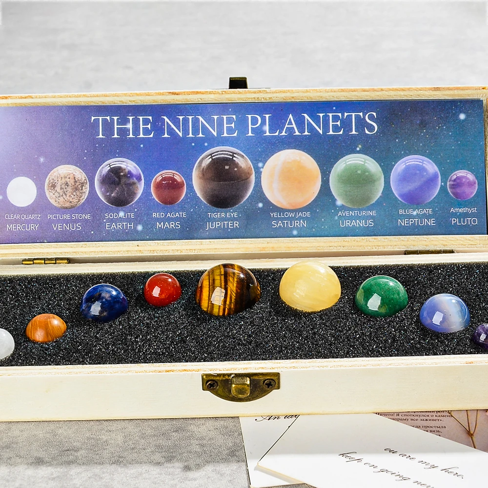 9pcs/set Nine Planet Crystal Set, Healing Crystals for Meditation, Astronomy Enthusiasts Gift, Spiritual Energy Balance