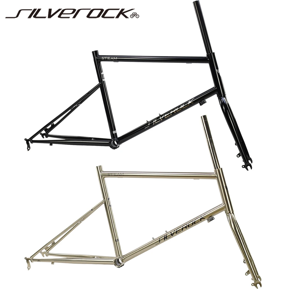 

SILVEROCK-STEAM-Bicycle Chrome Frame, Carbon Fork for Adults, Disc Caliper, U Brake, Urban Motorbike Frame, 20in, 451 406 1 1/8