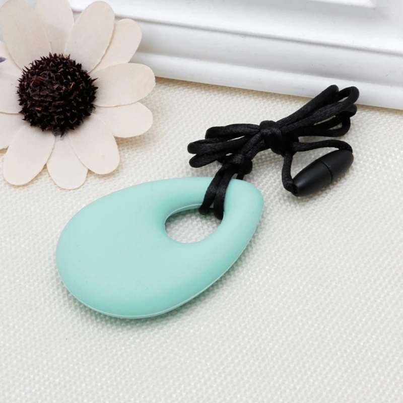 Silicone Teardrop Pendant Baby Teething Necklace Teether Autism Sensory Nursing Necklace Chewing Pendant K3KF