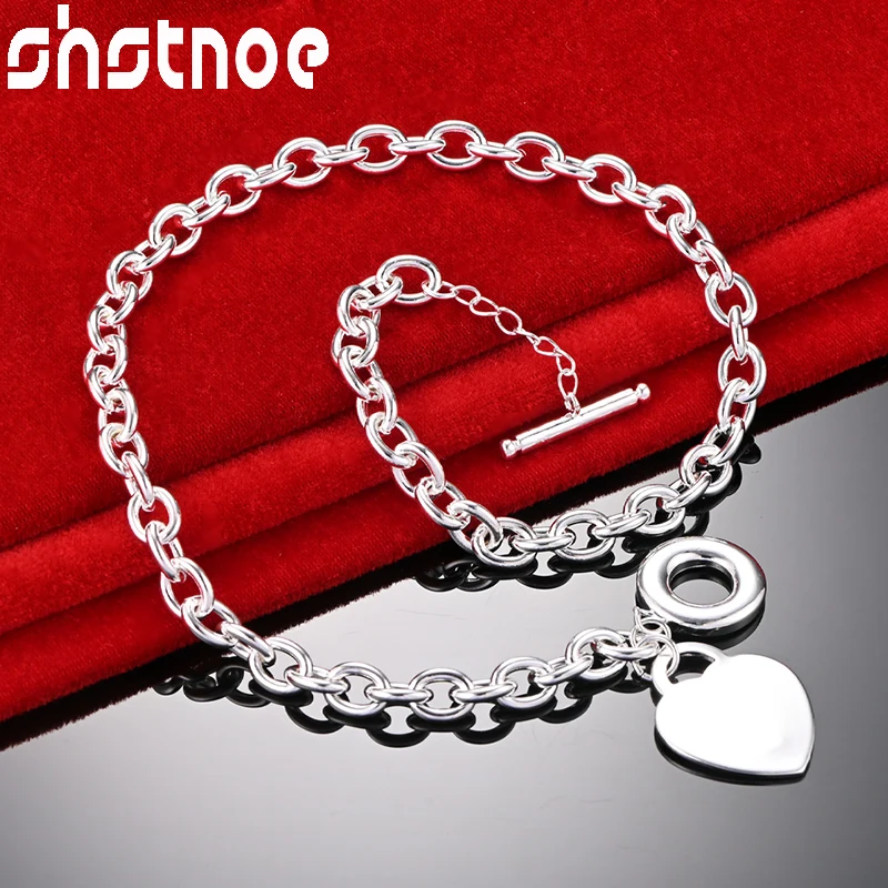 SHSTONE 925 Sterling Silver Heart Lock Chain Naszyjniki dla kobiet Urodziny Przyjęcie Zaręczyny Ślub Modna moda Drobna biżuteria