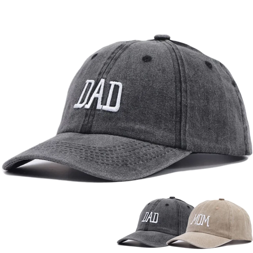Hot Sale Unisex Washed Cotton Cap DAD MOM Embroidery Baseball Cap Outdoor Couple Chic Dad Hats