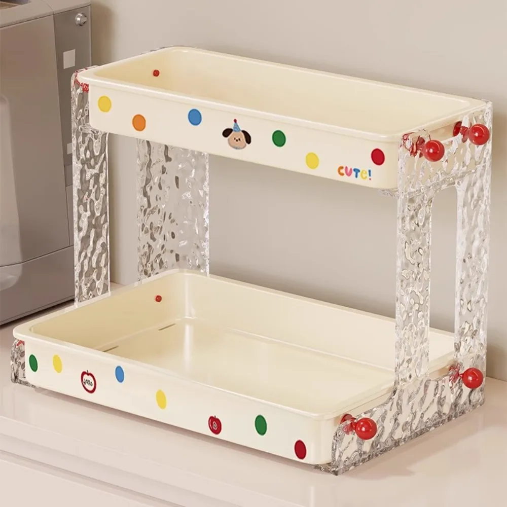 

Desk Accessories Dopamine 2-layer Storage Rack High-capacity Detachable Spice Rack Plastic Standing Seasoning Rack Office