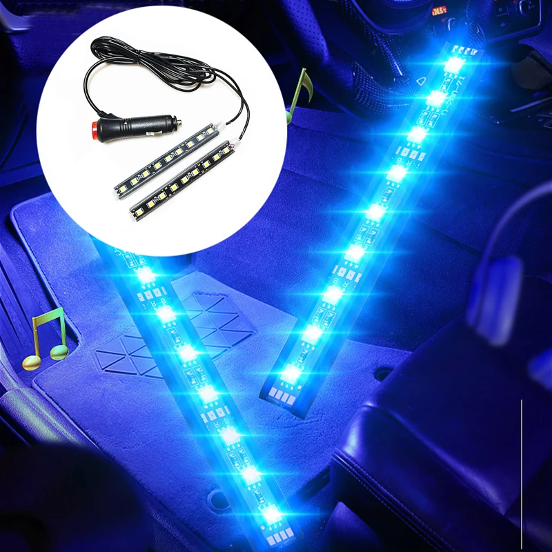 12v Car Interior Backlight Ambient Mood Foot Light With Cigarette Lighter Decorative Atmosphere Lamp Auto Accessories Led Bar