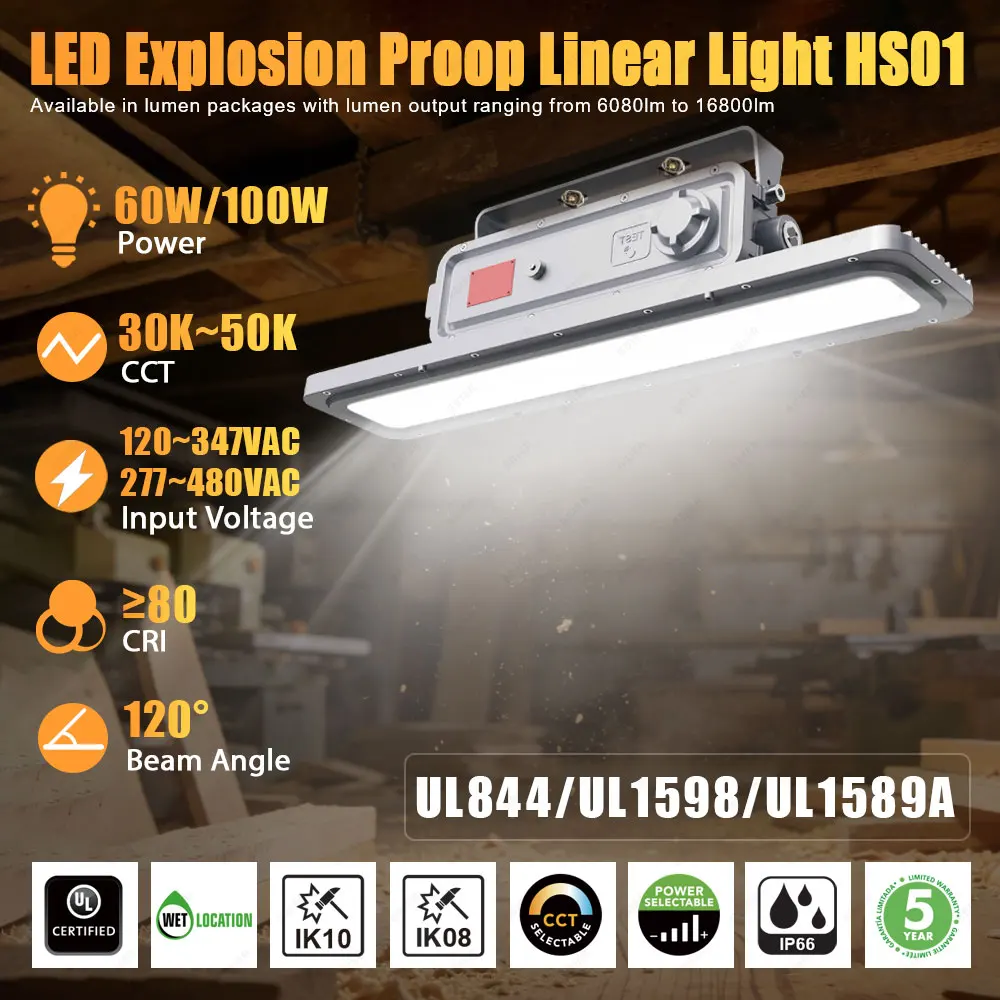 Good Price Ip66 Waterproof Aluminum Linear High Bay Light 60W 100W Led Explosion-Proof Light