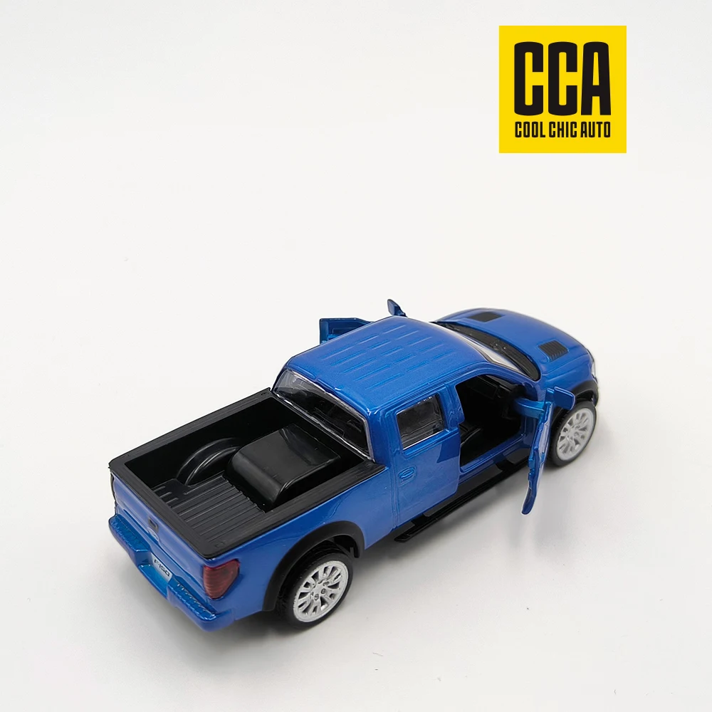 CCA a 1:52 blue Ford F-150 Raptor car model back car ornaments can open the door model car toys Christmas gift