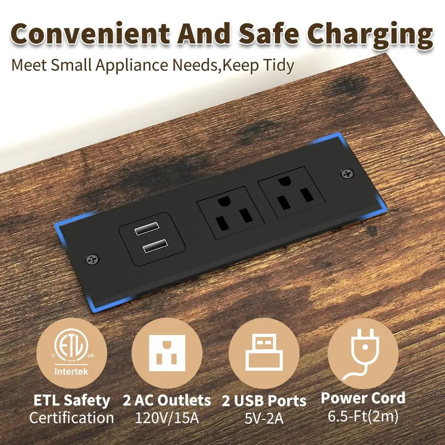 Kitchen Bakers Rack with Power Outlet,4Tier Microwave Stand Kitchen Cart,Mini Fridge Stand with Storage,Bar Cabinet,Suitable for