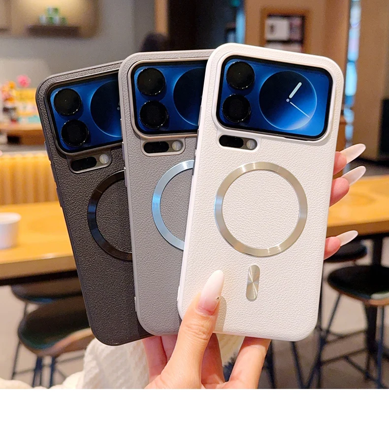 New Premium Leather Magnetic Attraction Matte Case For Xiaomi 17 ProMax Mi 15 17 Ultra Metal Camera Lens Shockproof Back Cover ﻿