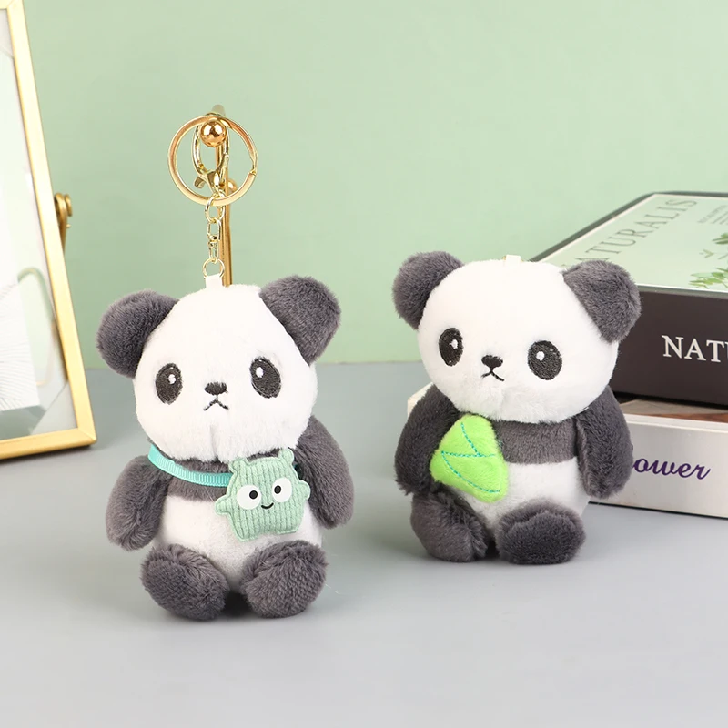 Lindo llavero de Panda de dibujos animados, llavero de coche de felpa de estilo coreano, regalo de Navidad, colgante de Panda, accesorios de llavero de coche