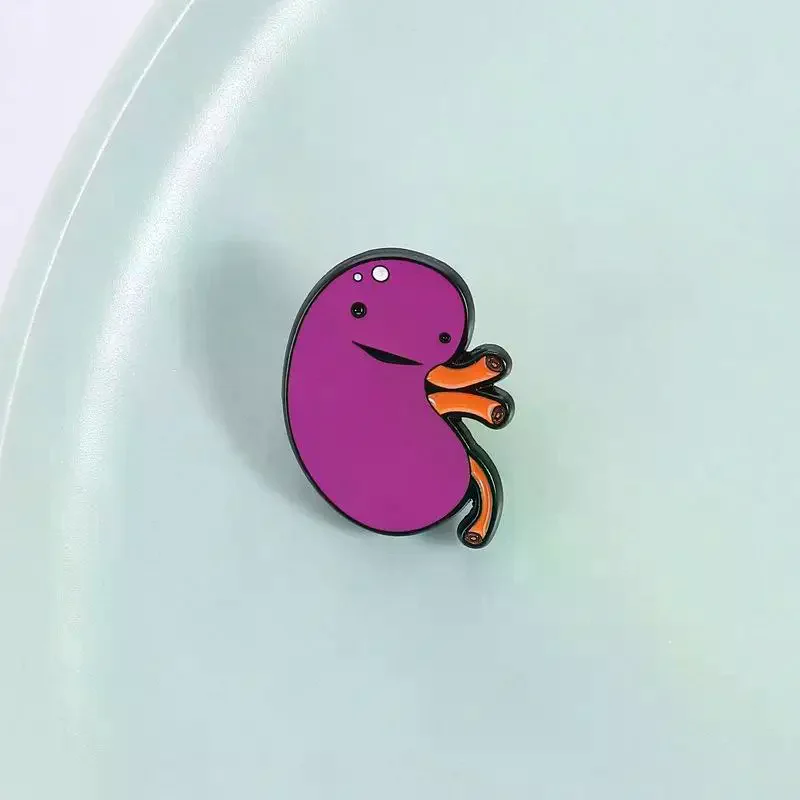 Cute Kidney Shaped Enamel Pin Funny Cartoon Human Body Organ Brooch Creative Badge Pin For Bag Backpack Clothing Decoration