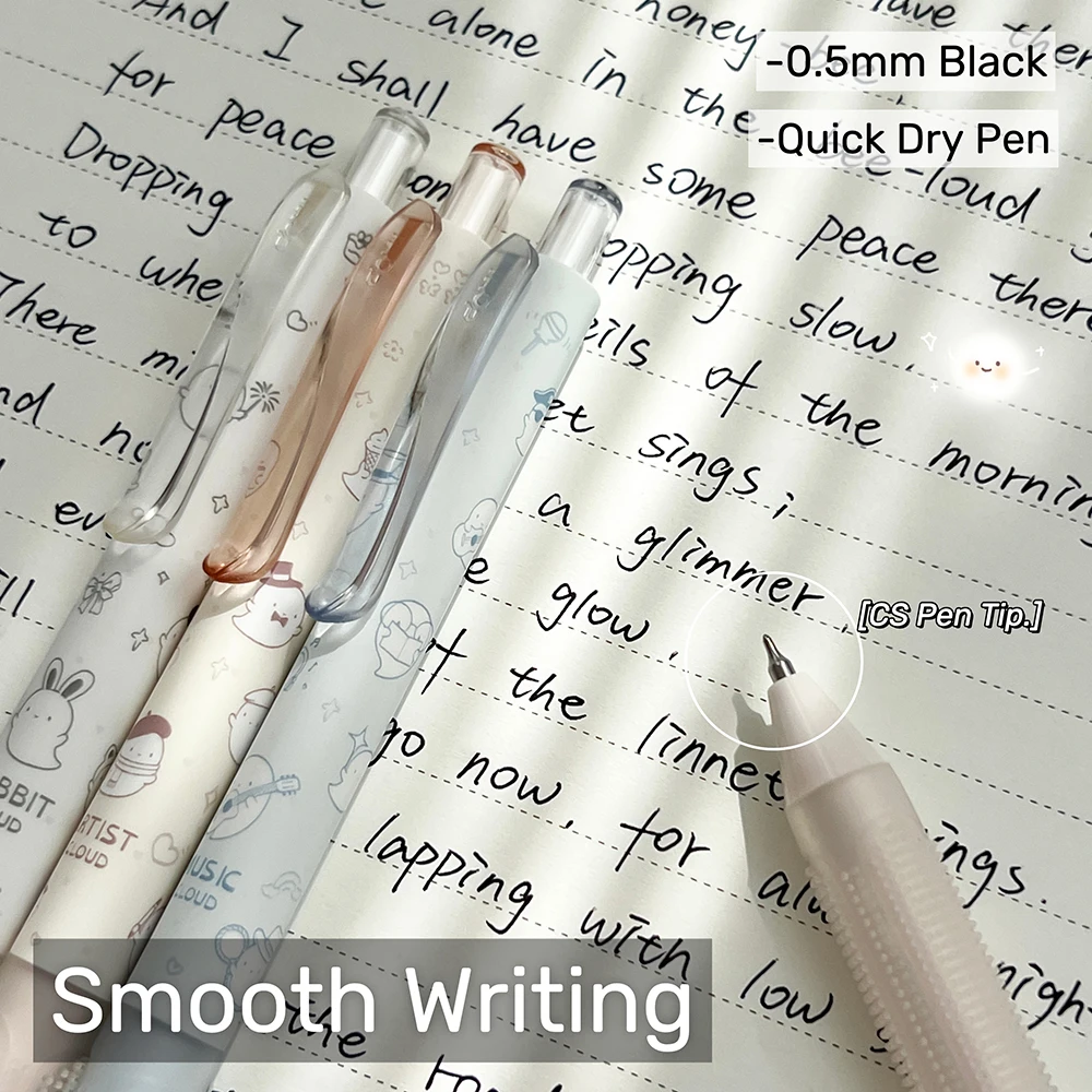 6Pcs Little Cloud Gel Pen Set 0.5mm Cute Style Quick-Dry Pen Fun Black Writing Pens For Study and Office Use