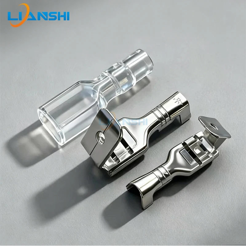 50pcs 4.8/6.3 spring clip back hook male-female integrated shoulder-back spring plug 250/187 cold-pressed terminal thickened