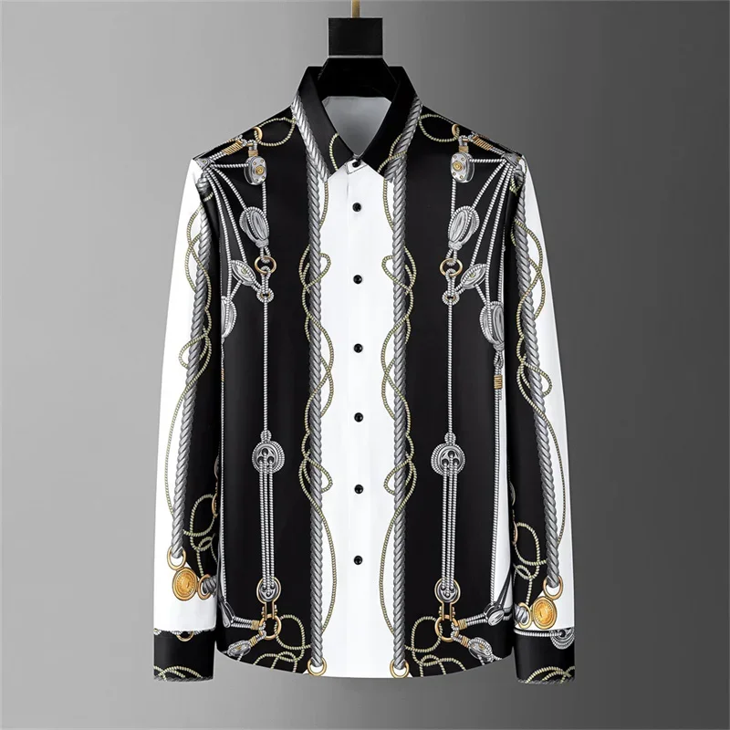 Men's Autumn and Winter New Fashionable Shirt, 3D Printed Fashionable Men's Casual Outdoor Long Sleeved Shirt