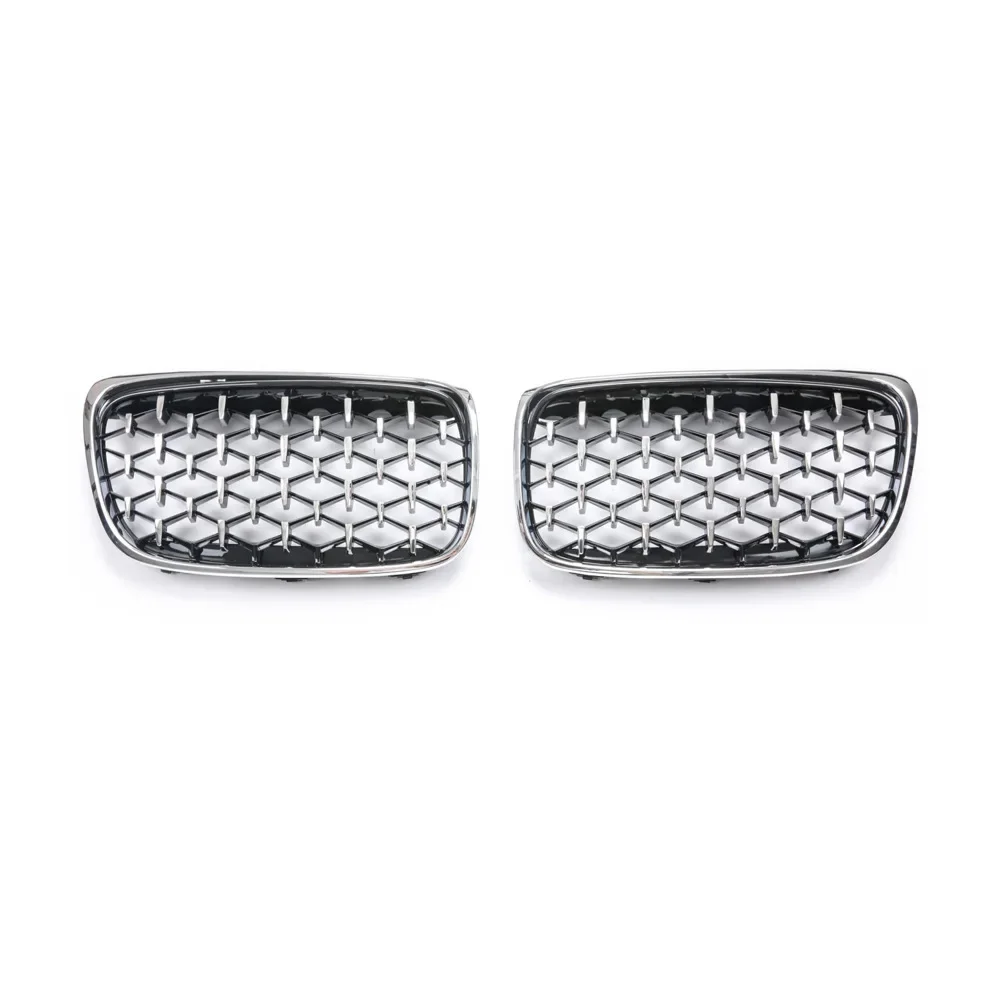 For BMW 2 Series F45  220i 235i A Pair Chrome Diamond Kidney Grilles Meteor Style Front Bumper 2014-2018 Car Accessories