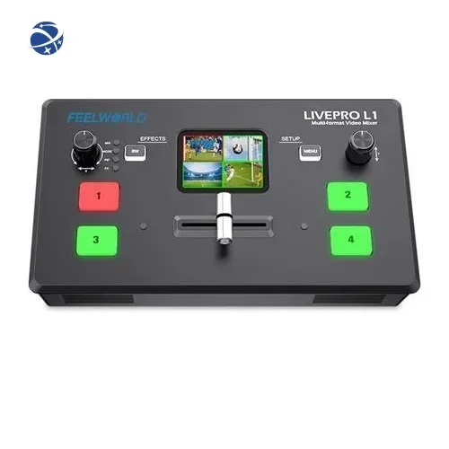 Feelworld Livepro L1 V1 Multi-Format Video Mixer Live Streaming to Youtube by USB 3.0 Output and 4 HDM Inputs for Sports Events