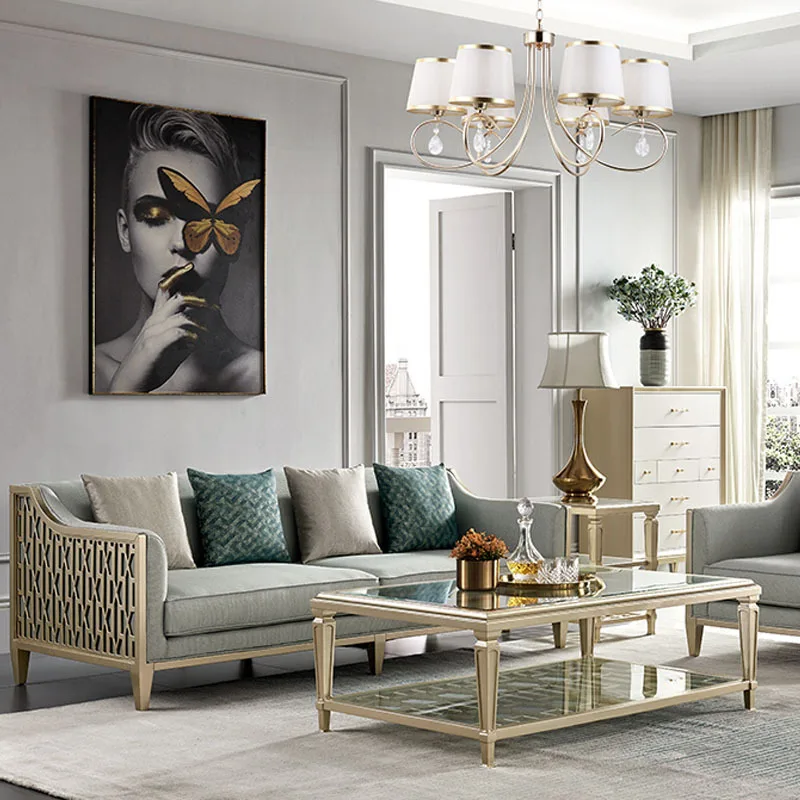 

Modern simplicity, light luxury wabi style living room solid wood single double cotton and linen fabric, three-person sofa