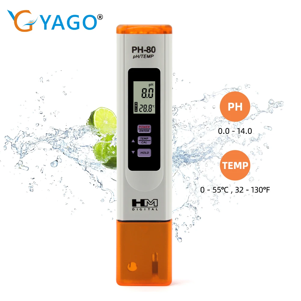 

Digital PH Meters Professional Aquarium Water Quality Tester Monitor 0-14 PH Temp Detector for Swimming Pool Hydroponics