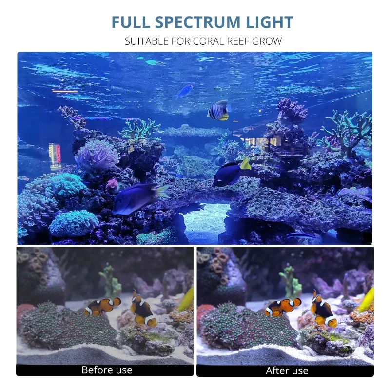 110-240V Luz de aquário LED Reef Light Lâmpada coral para aquários Iluminação de tanque de peixes marinhos