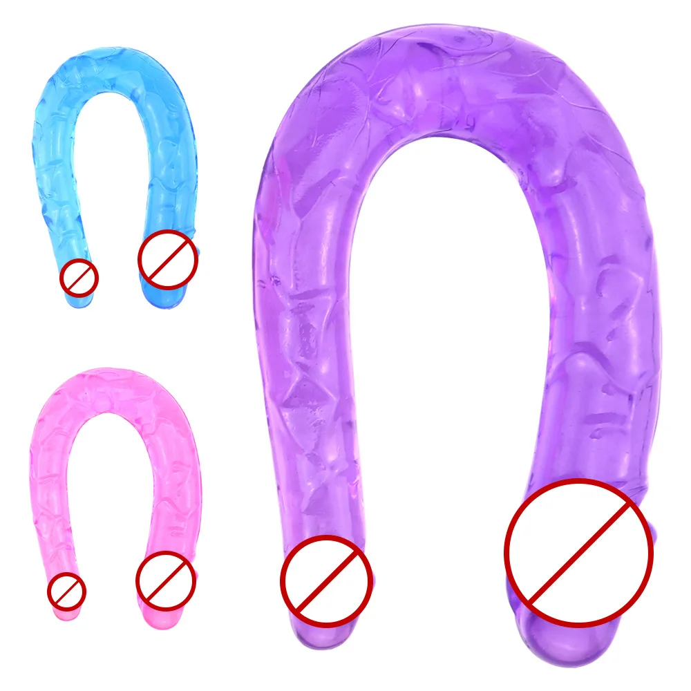 Soft Double Head Dildo Realistic Penis Dildo Flexible Crystal Jelly Dildo Sex Toy for Woman Big Penis G-spot Clitoris Stimulator view 2
