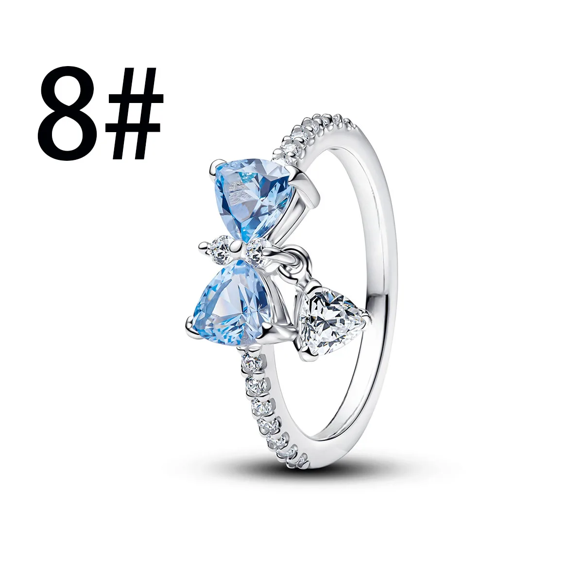 Original 925 Sterling Silver Charms Pendant Blue Bow Set