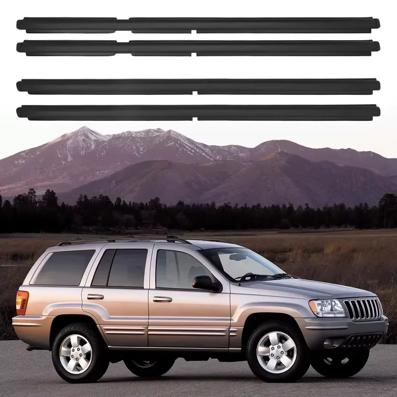 

4 Pcs Front Rear Window Trim Strips 55135890AF, 55135891AF, 55135878AF, 55135879AF Seals for Grand Cherokee II WJ WG 1998-2005