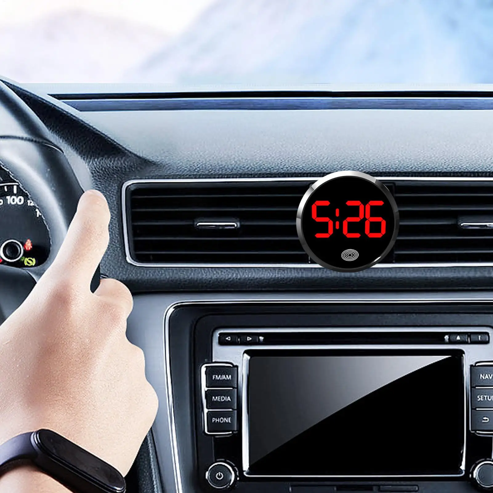 Mini Digital Clock for Car Round Automotive Digital Clock Led Luminous Display Automotive Watch for Road Trip Long Travel view 2