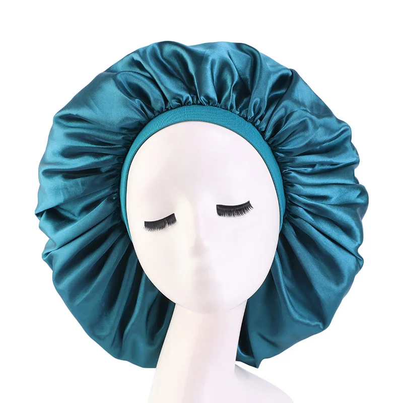 New Women Extra Large Satin Sleep Cap Silky Bonnet Daily Cap Protect Hair Treatment Hat Curly Springy Hair Big Size Head Cover