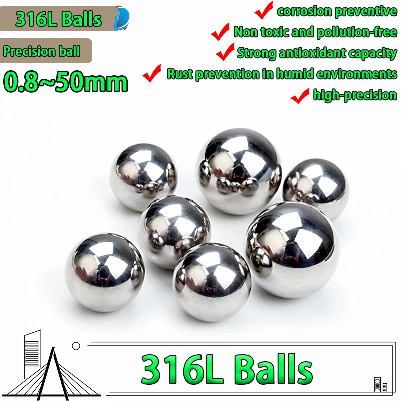 316l High Precision Bearing Stainless Steel Ball Antirust Solid Steel Ball 0.8/4/5/6/7/8/9/10/11/12/13/14/15/16/17/18/19/25~50mm